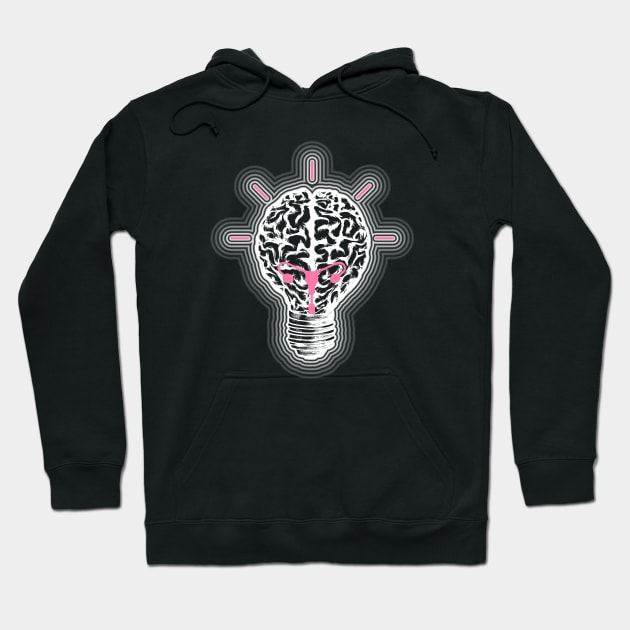 Light bulb brain, feminine creative idea, feminine thinking power Hoodie by Collagedream